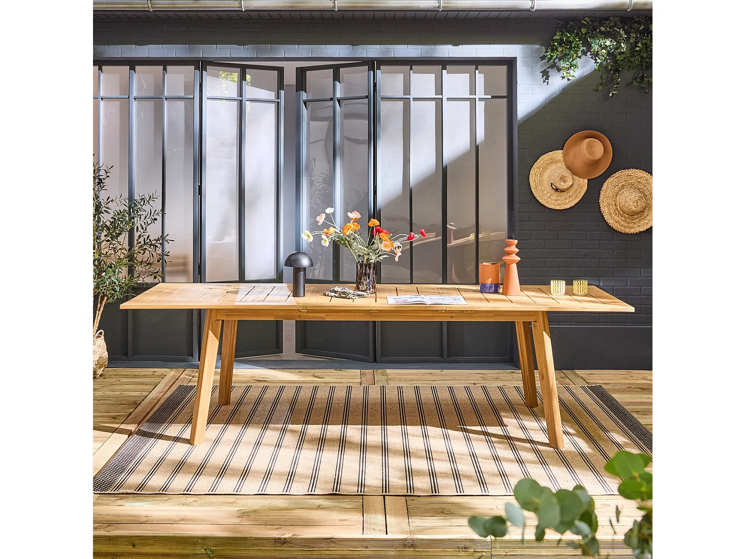 Mesa de jardín de madera de acacia, 10 plazas natural