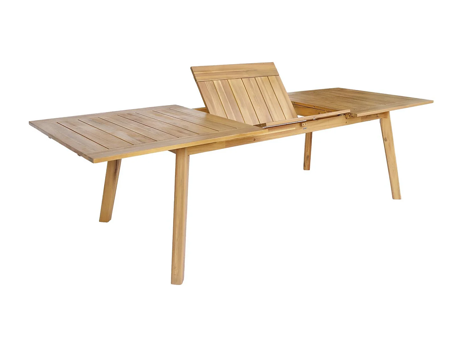 Table de jardin extensible bois d'acacia + 8 assises PALENA et CERINA  naturel et beige 275 x 100 x 75 cm
