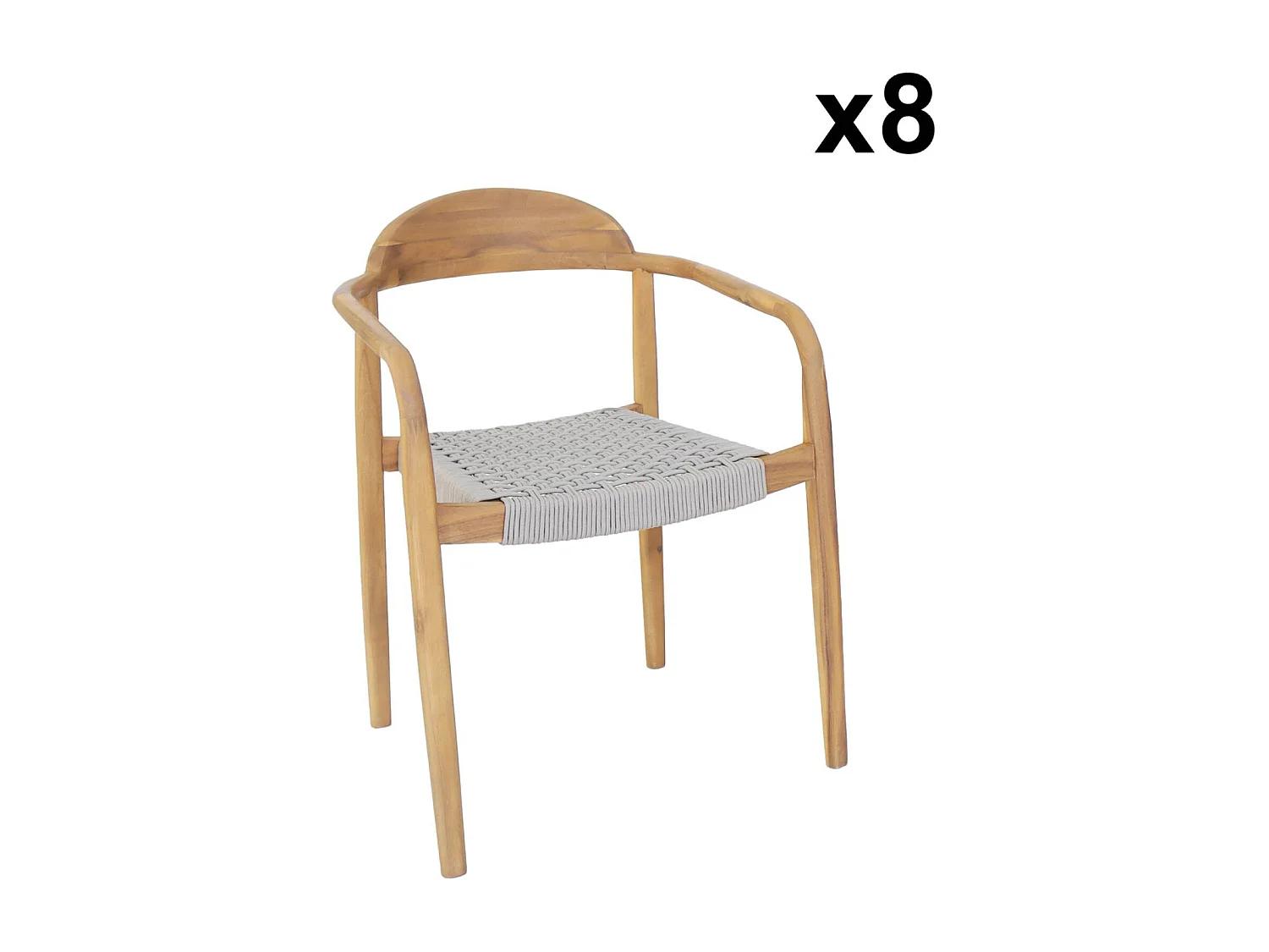 Table de jardin extensible bois d'acacia + 8 assises PALENA et CERINA  naturel et beige 275 x 100 x 75 cm