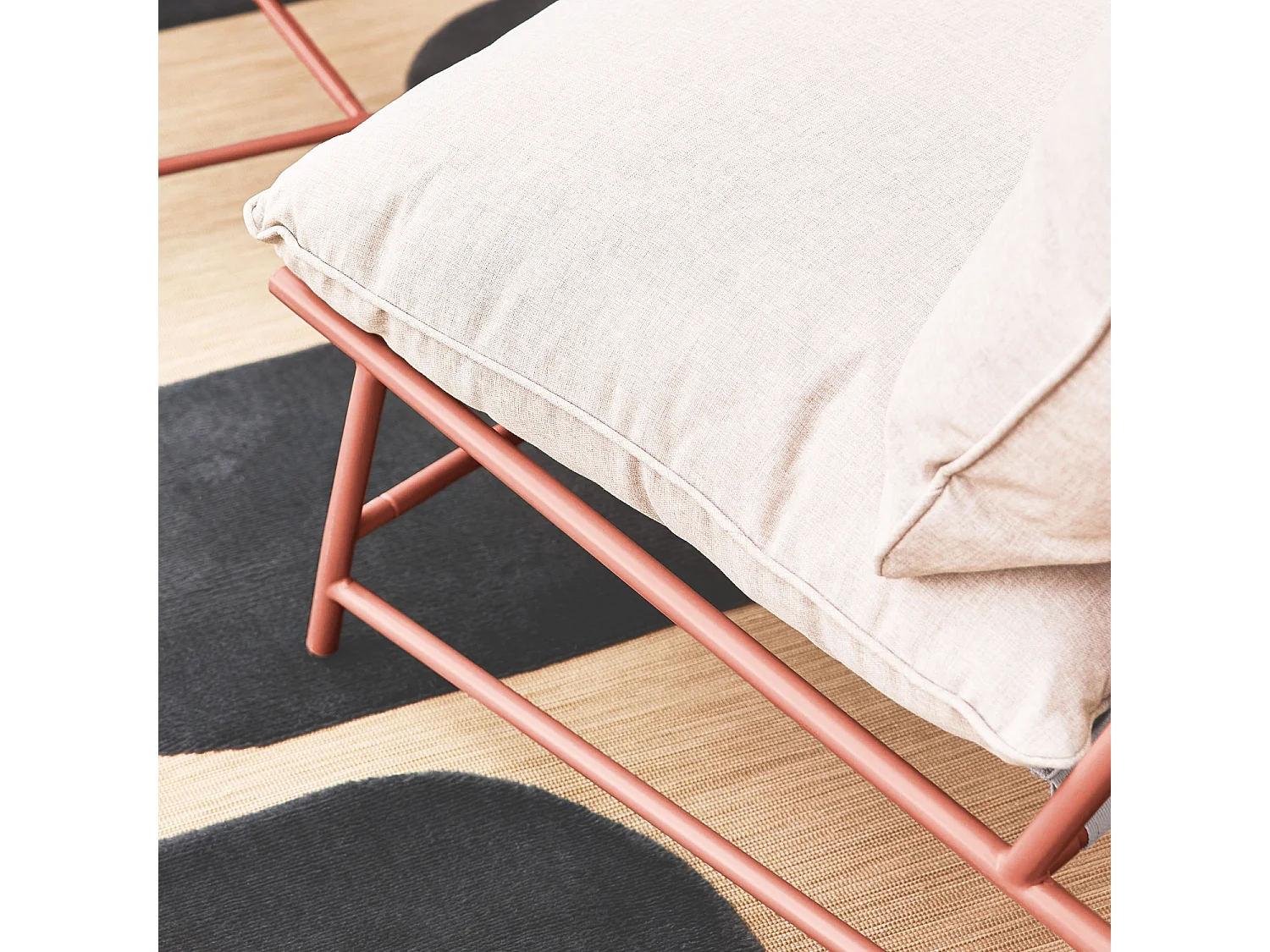 Salotto da giardino in acciaio e textilene a 4 posti, terracotta