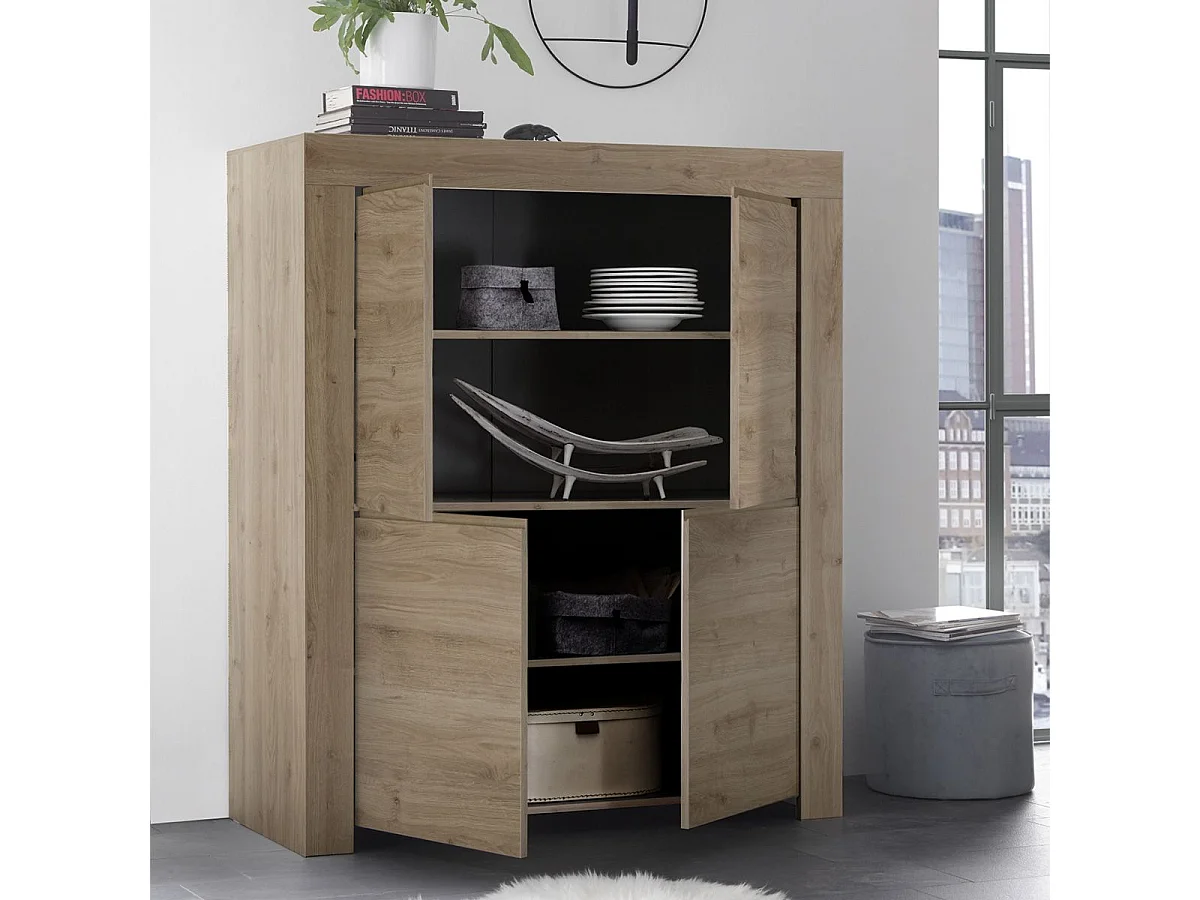 FIRMIN - Rangement 4 portes Aspect Bois Finition Cadiz