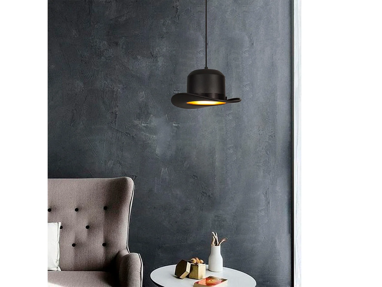 Suspension chapeau melon Adrein D30cm Métal Noir