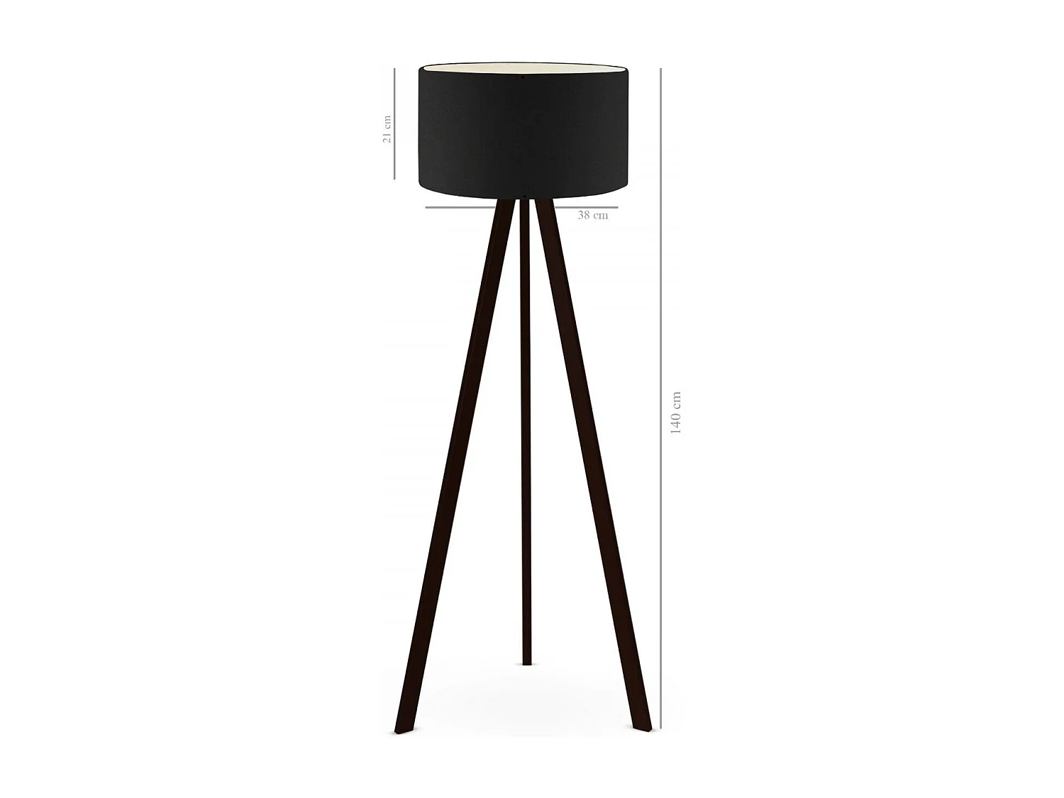 Lampadaire trépied Tympanum 140cm Tissu et Bois Noir