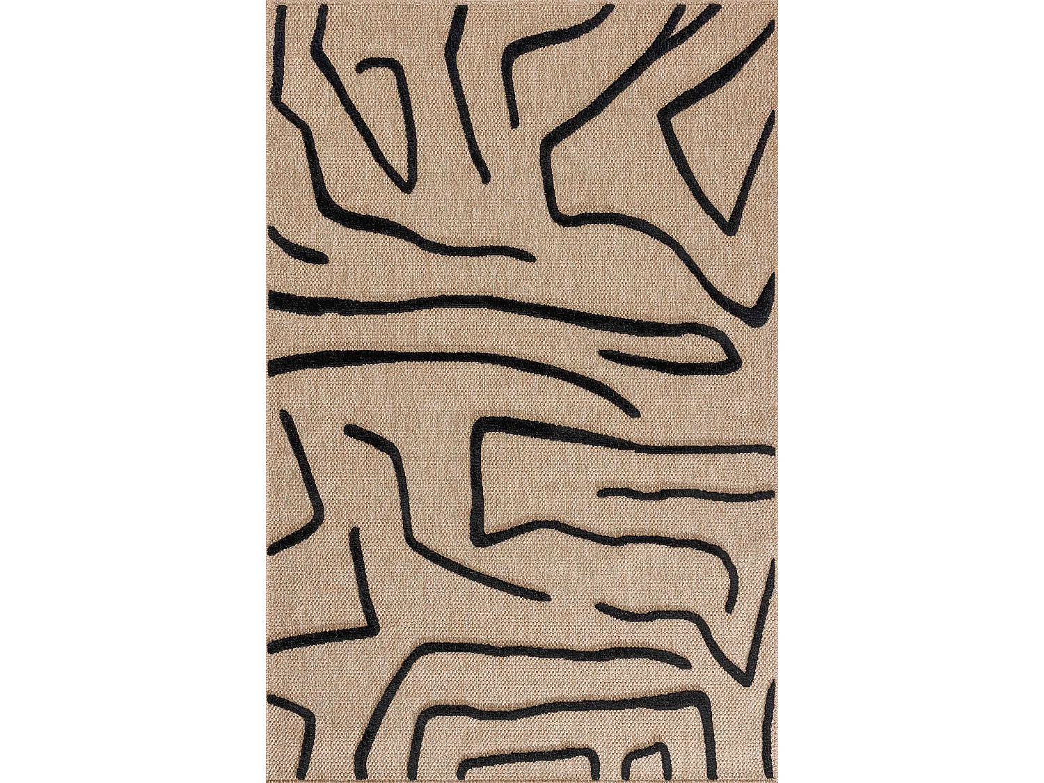 Tapis de salon aspect jute à motif géométrique noir 120x170 cm