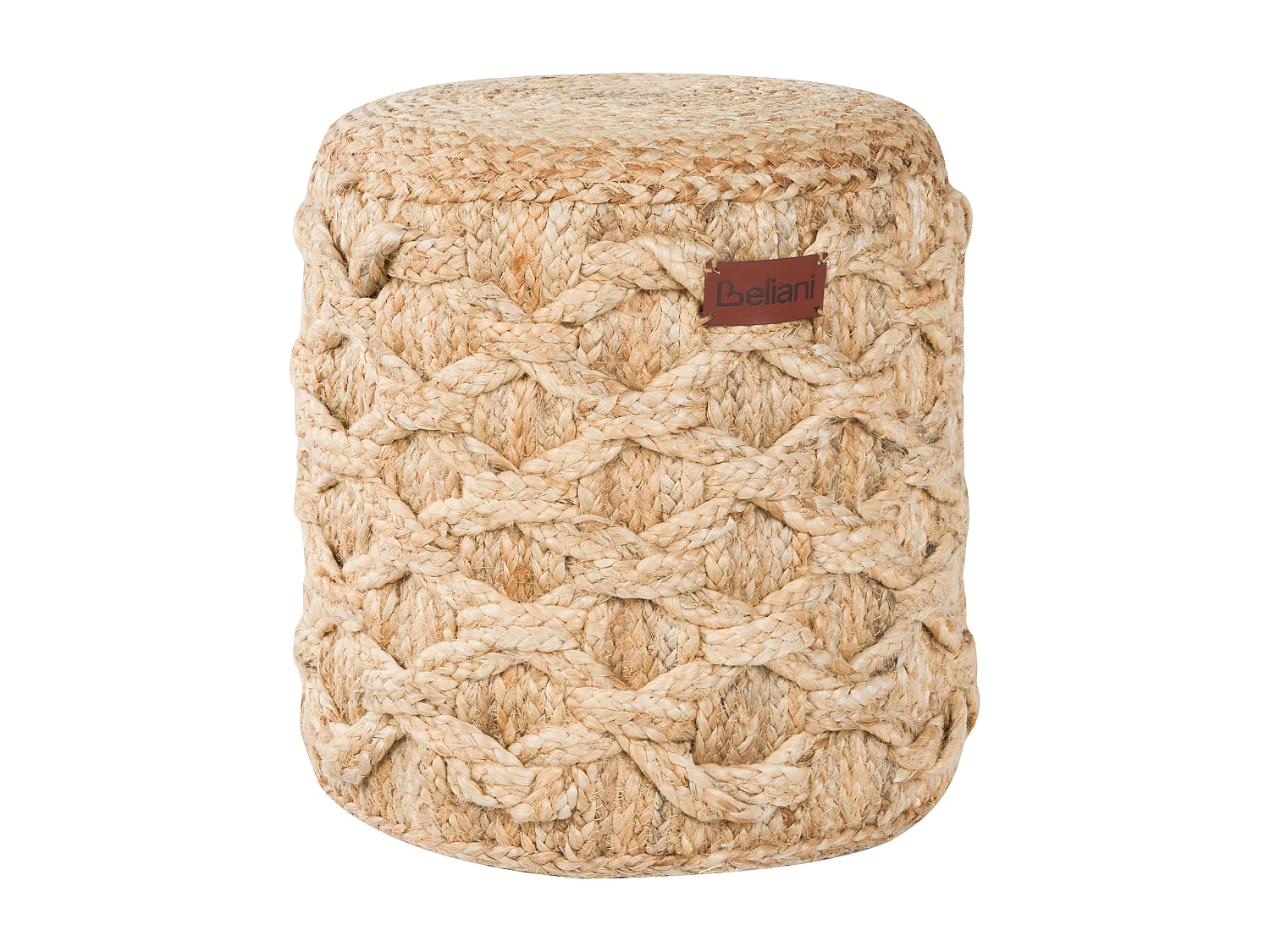 Pouf Jute beige geflochten ⌀ 40 cm rund EPS-Füllung Boho Stil Turkan