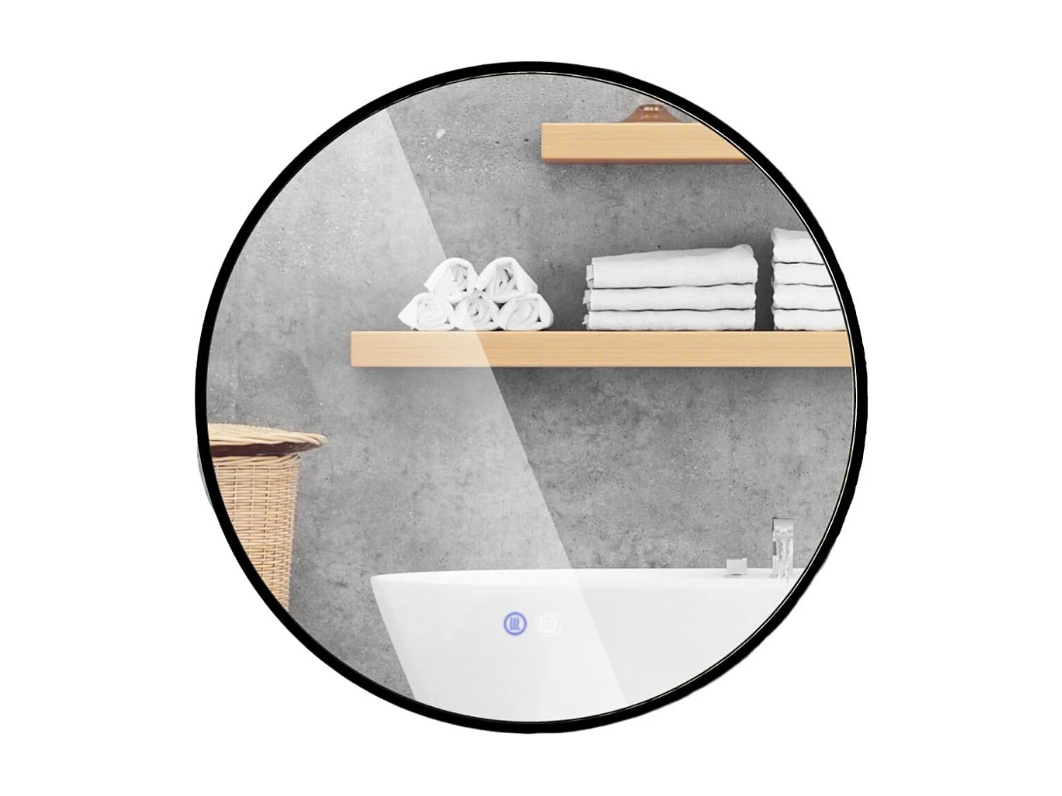 Miroir salle de bain avec eclairage 60 x 60 cm, miroir mural, interrupteur tactile