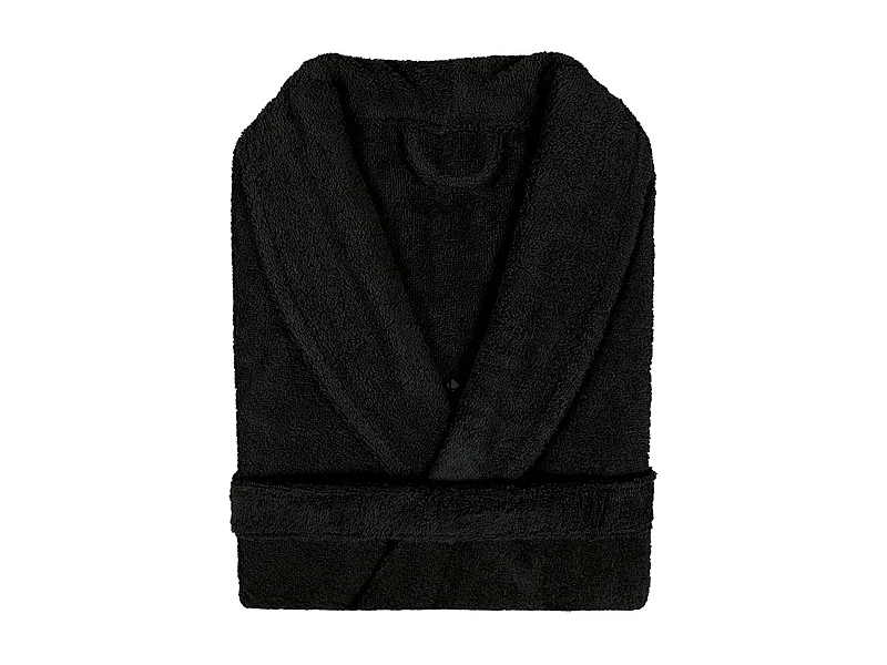 Peignoir col châle adulte PURE coton L noir