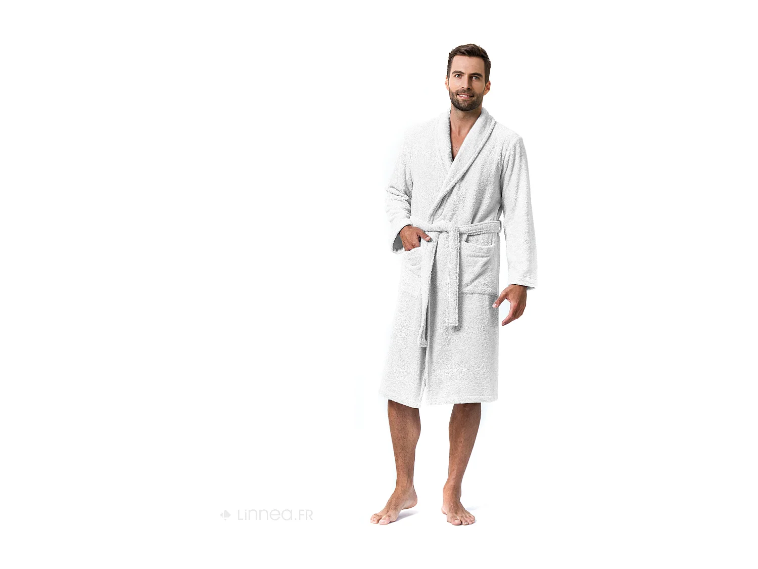 Peignoir col châle adulte PURE coton L blanc