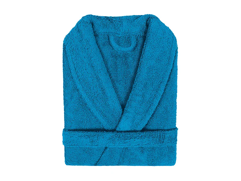 Peignoir col châle adulte PURE coton L bleu turquoise