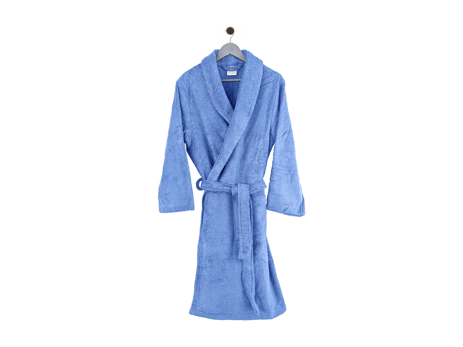 Peignoir col châle adulte PURE coton L bleu mer