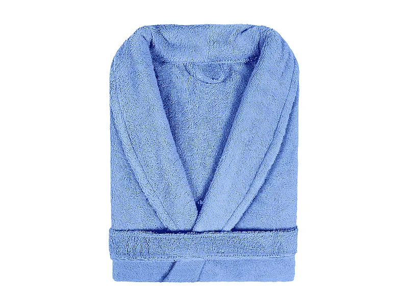 Peignoir col châle adulte PURE coton L bleu mer