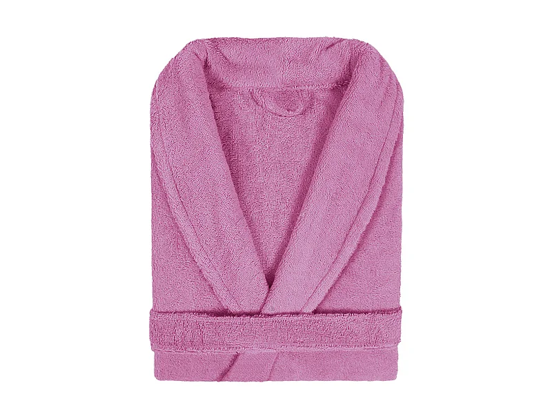 Peignoir col châle adulte PURE coton L rose lavande