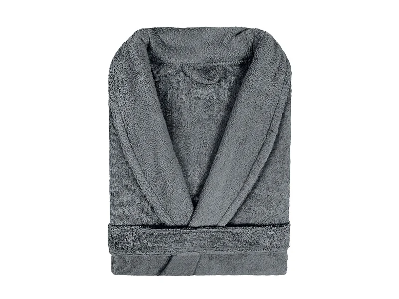 Peignoir col châle adulte PURE coton L gris anthracite
