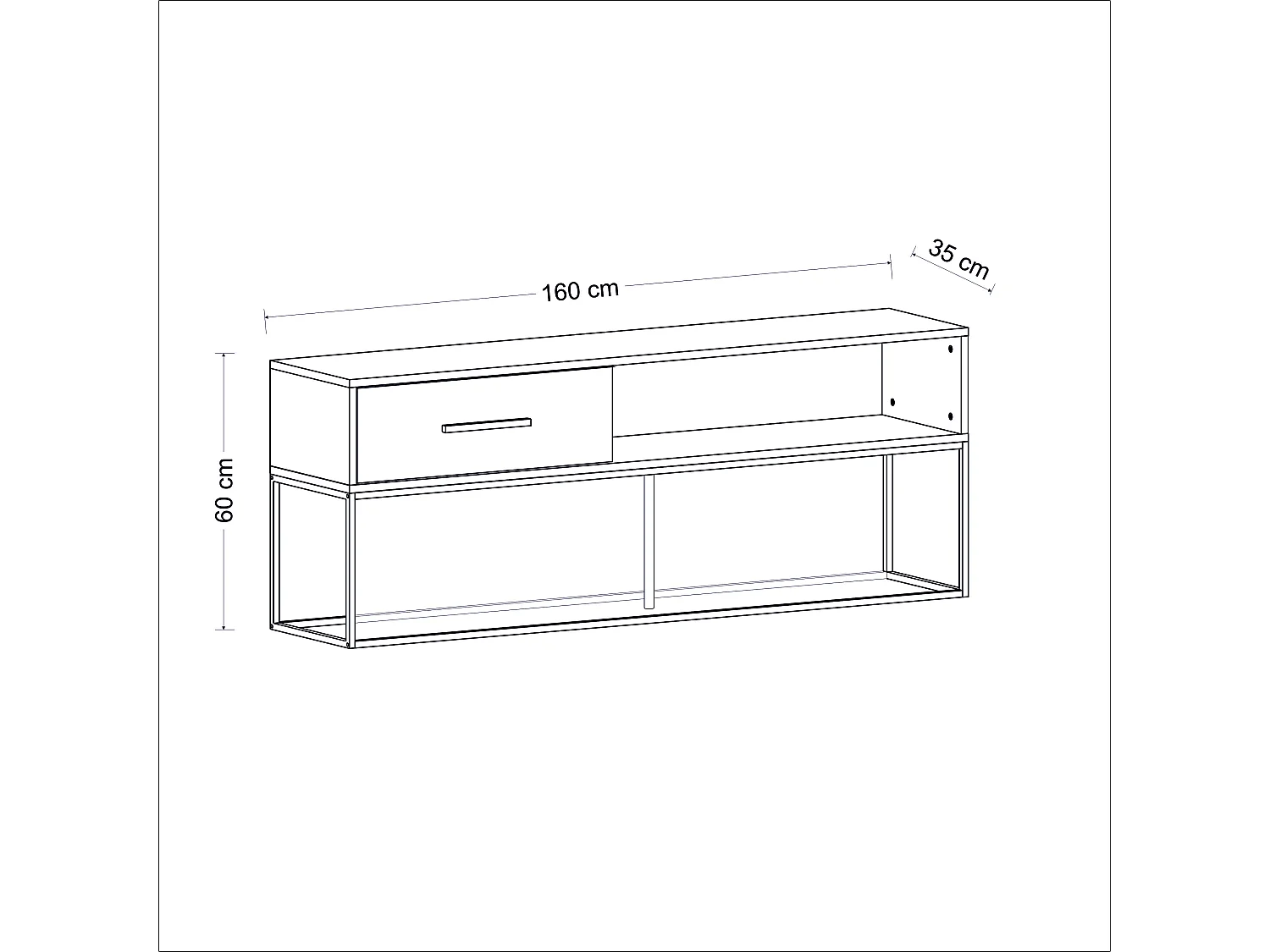 TV Lowboard Mira Schwarz Gold mit Metall Füße 9635
