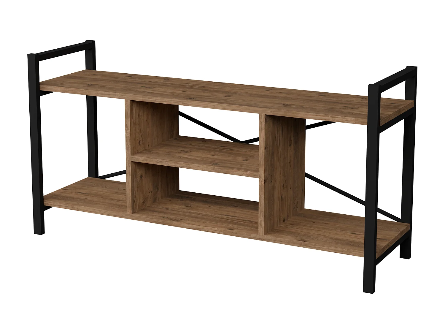 TV Lowboard mit Metallrahmen Walnuss Braun