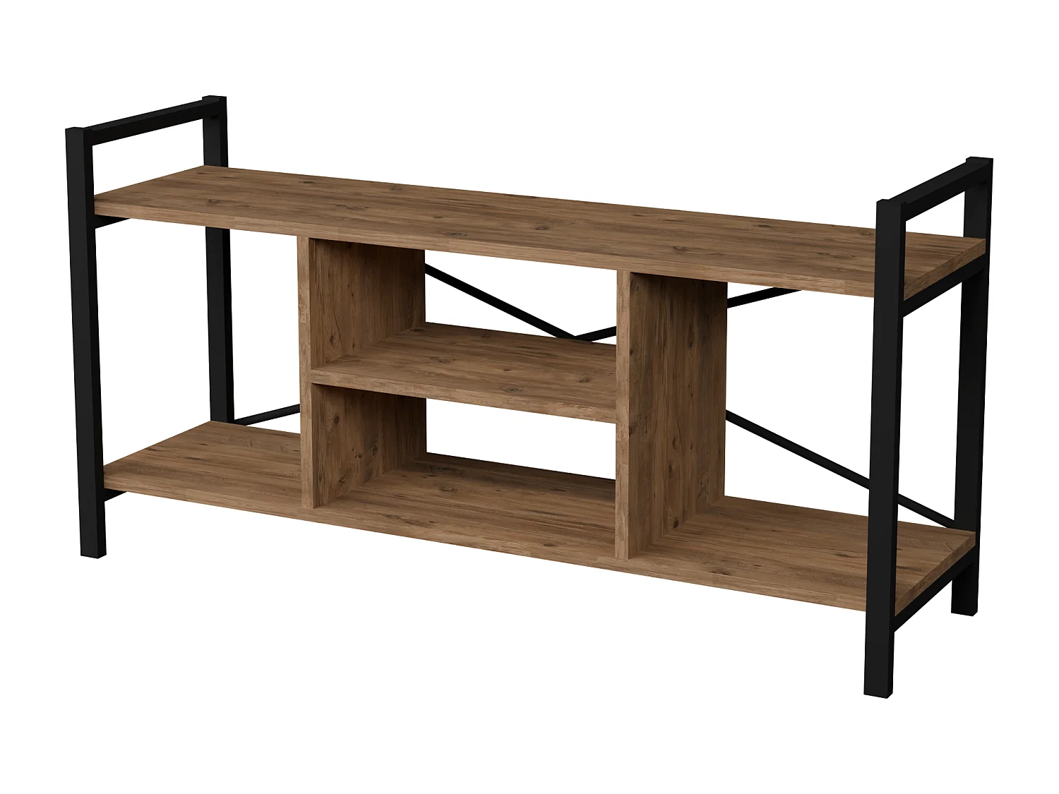 TV Lowboard mit Metallrahmen Walnuss Braun