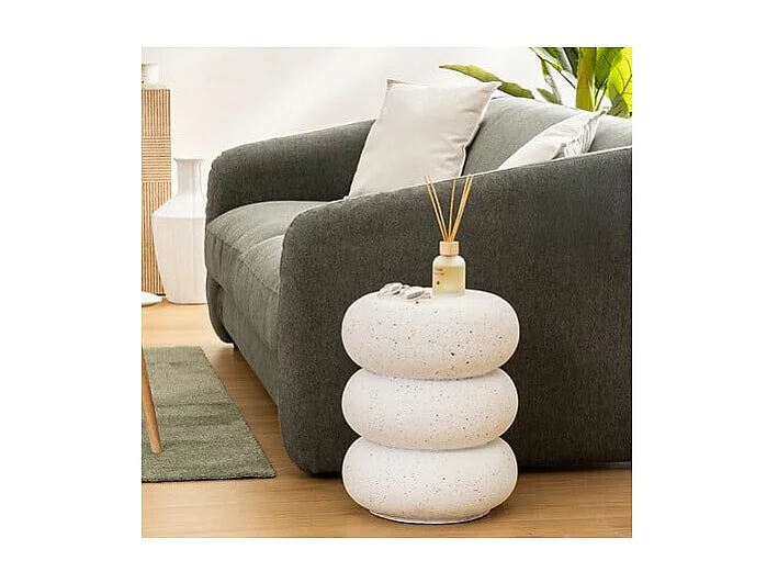 Table à café Table d'appoint Totem en Magnésie effet terrazzo D 35 cm