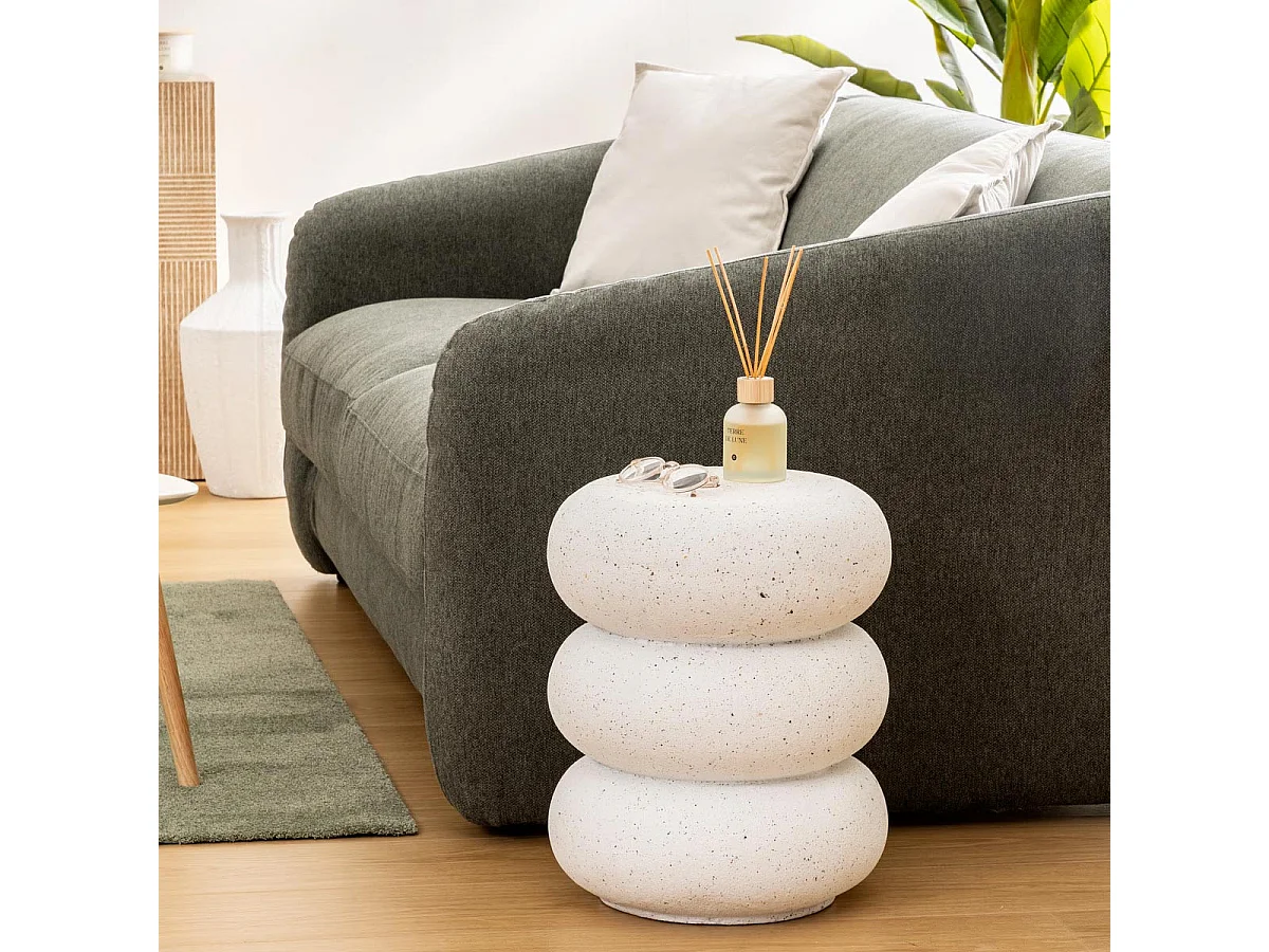 Table à café Table d'appoint Totem en Magnésie effet terrazzo D 35 cm