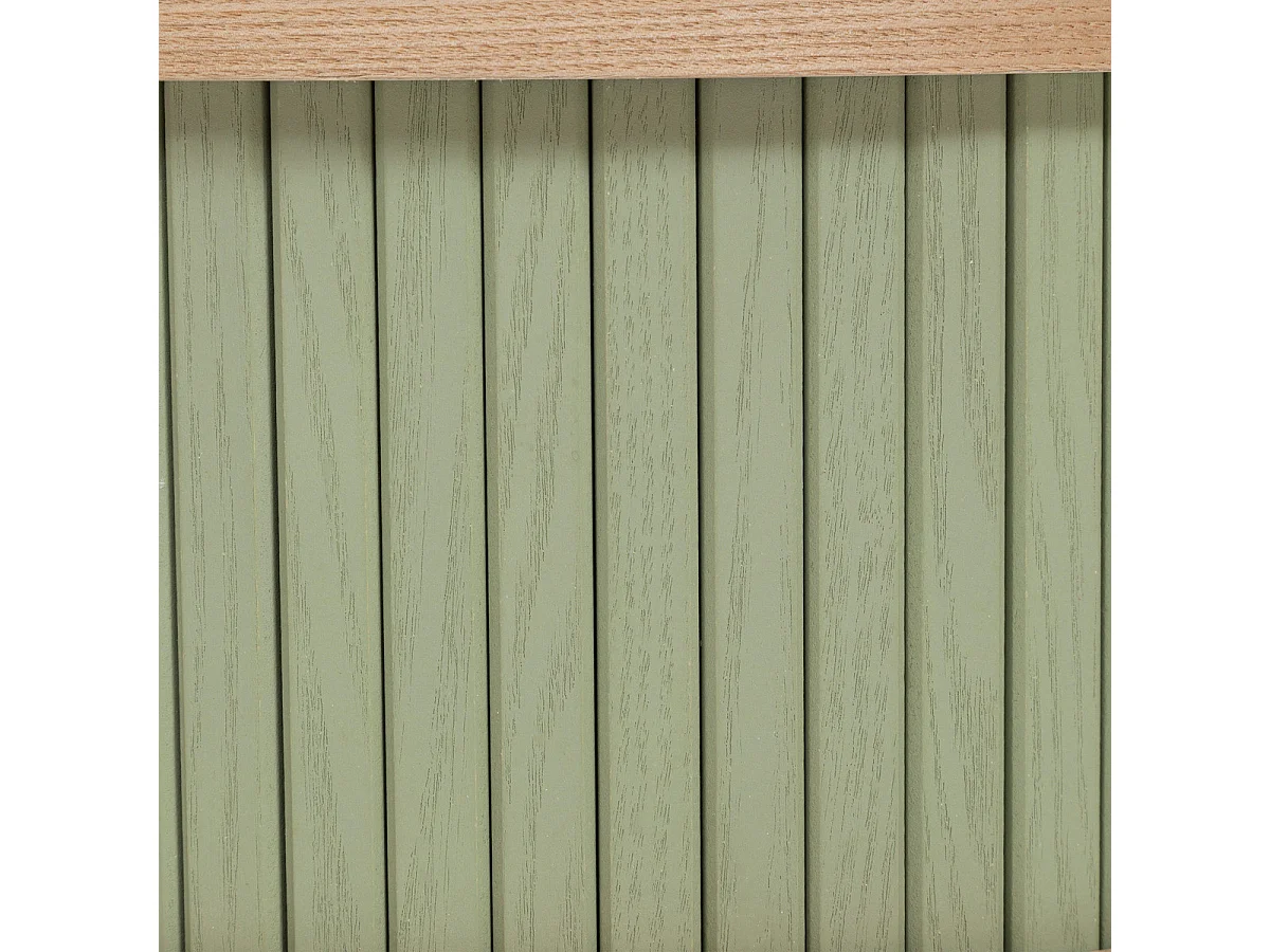 Table d'appoint Table de chevet 2 portes effet lattes Vert olive H 54 cm