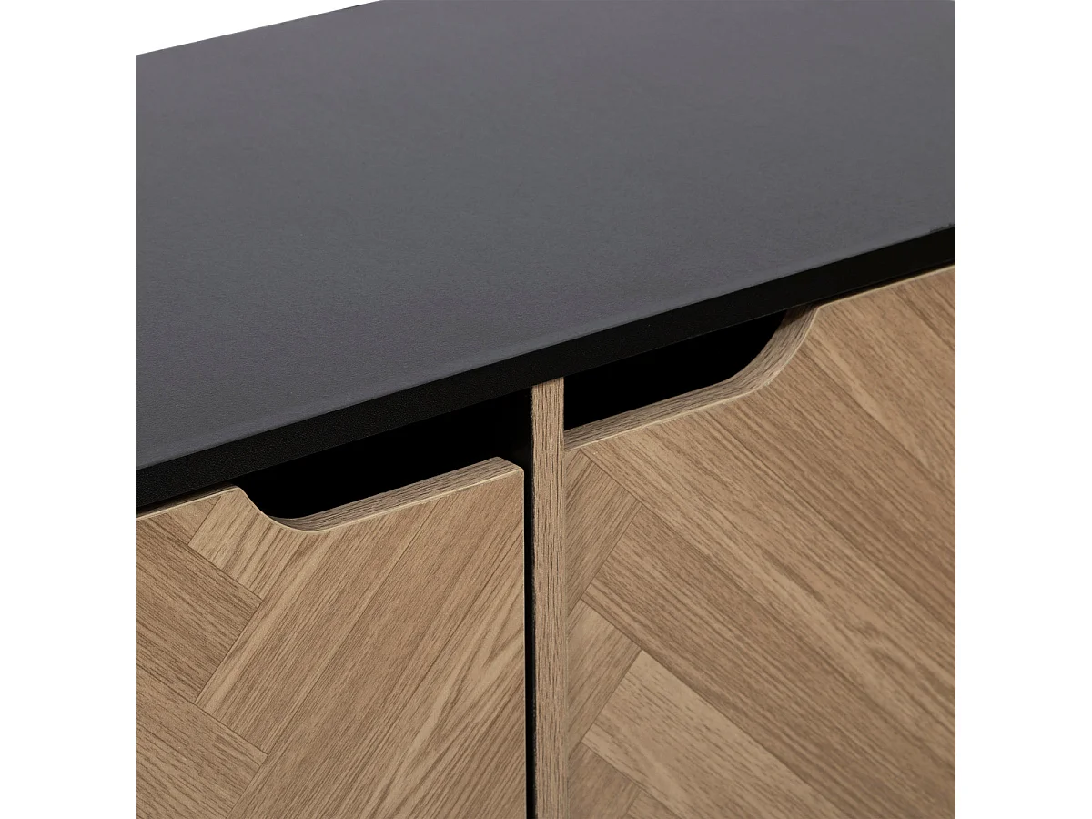 Étagère 6 Cases "Chevrons" 100cm Naturel & Noir