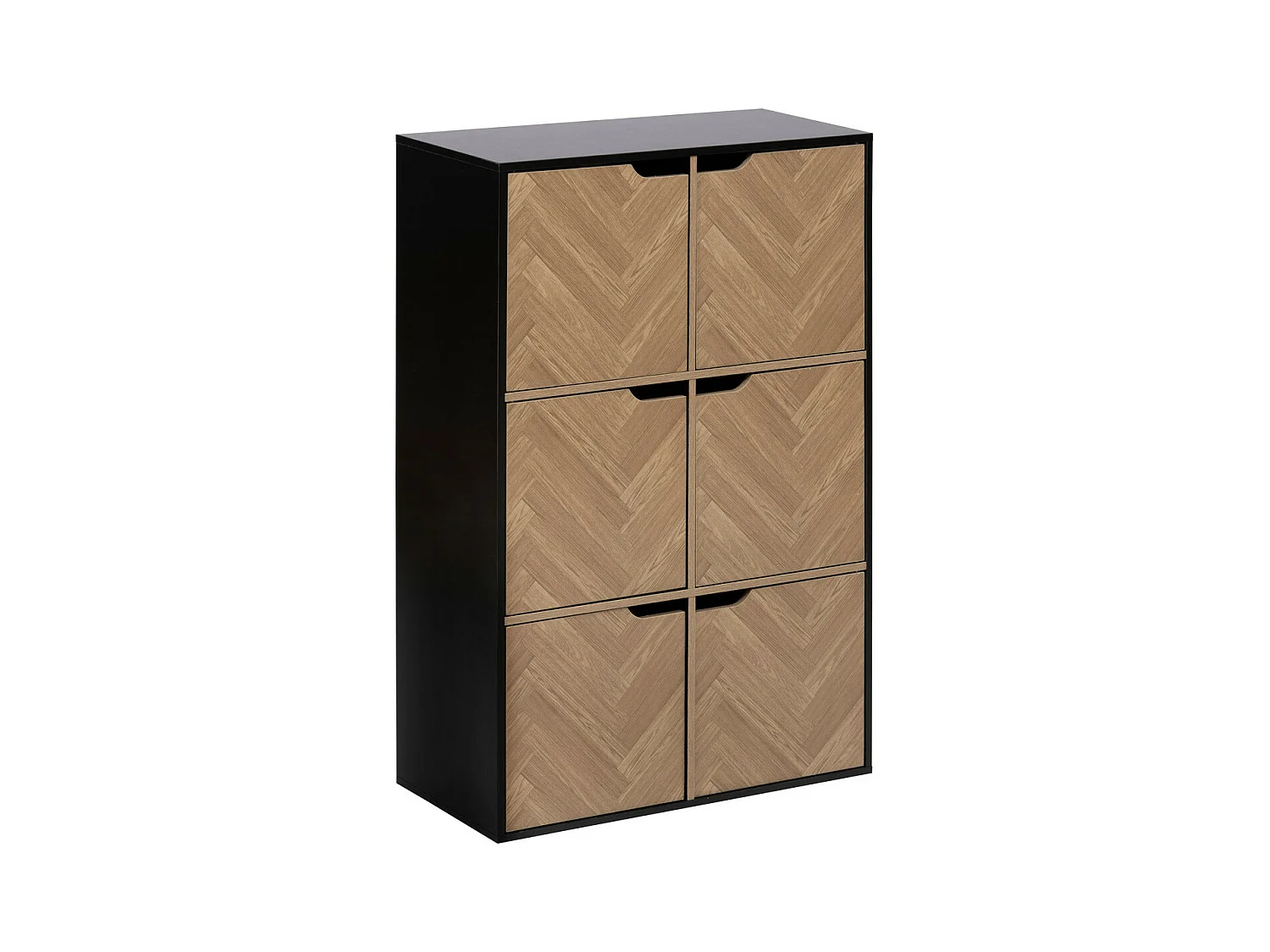 Étagère 6 Cases "Chevrons" 100cm Naturel & Noir