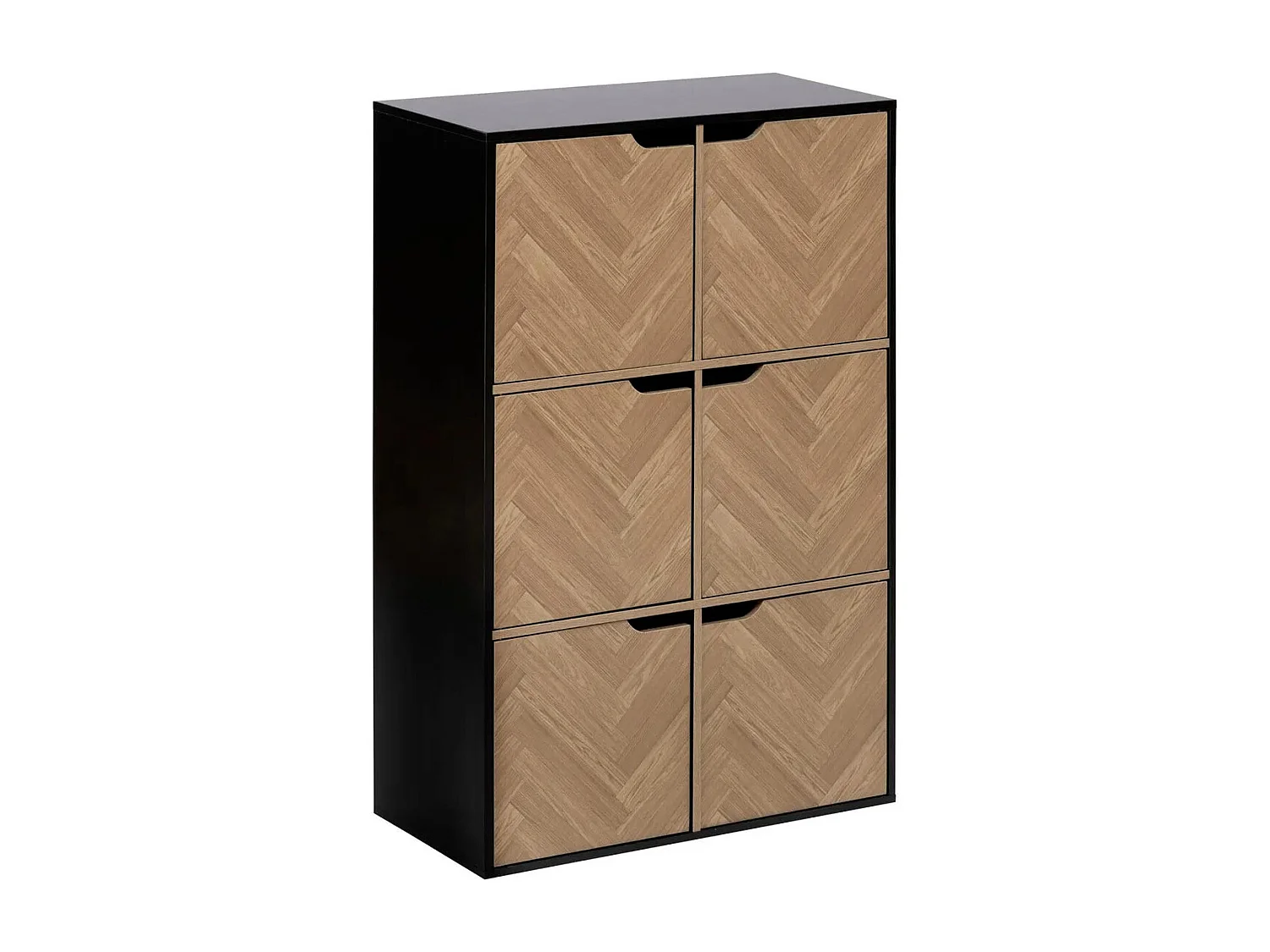 Étagère 6 Cases "Chevrons" 100cm Naturel & Noir