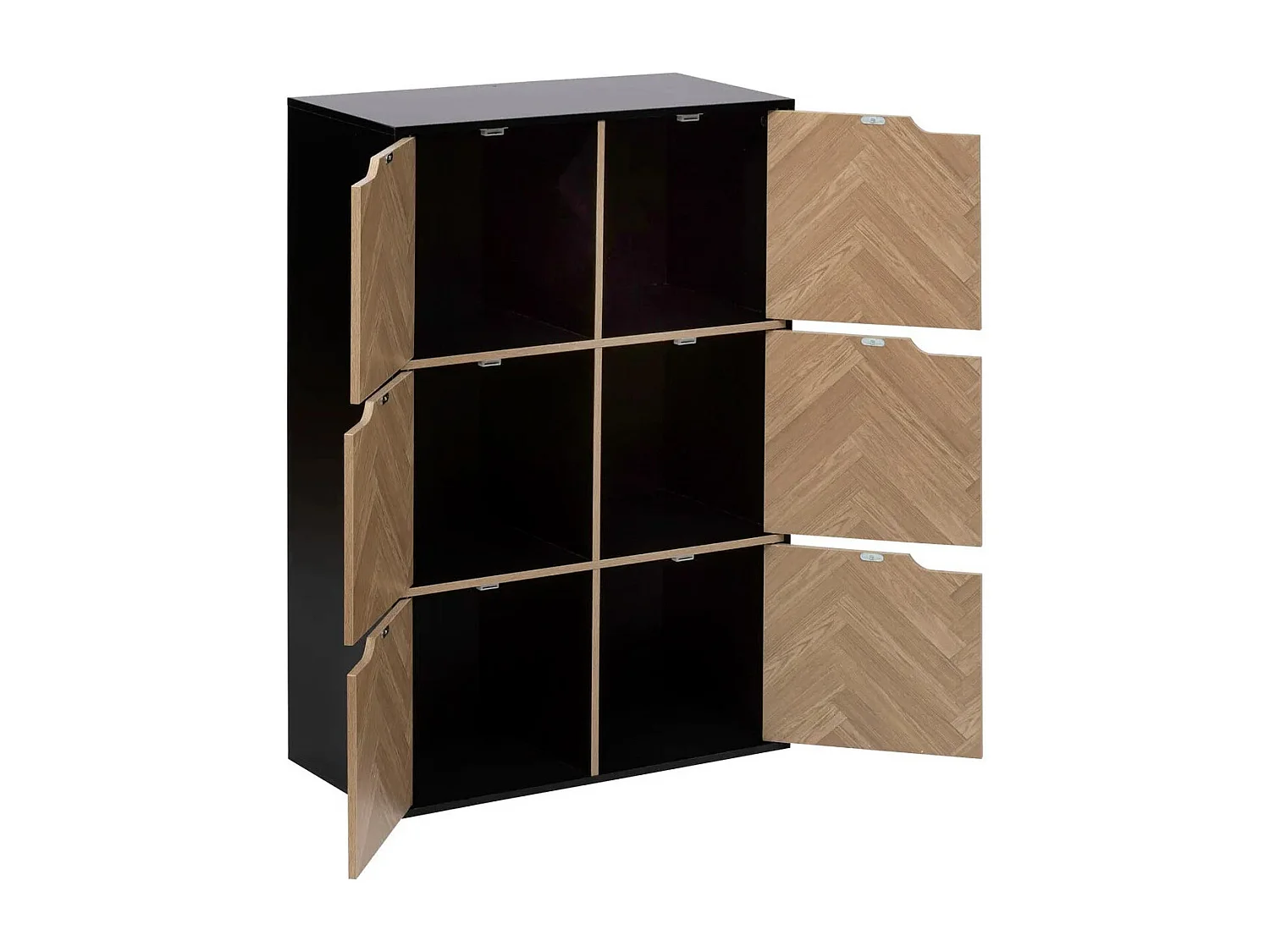 Étagère 6 Cases "Chevrons" 100cm Naturel & Noir