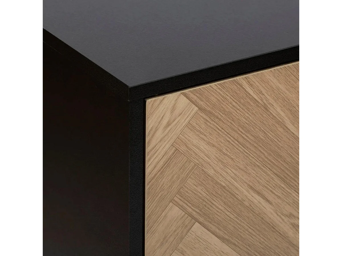 Étagère 6 Cases "Chevrons" 100cm Naturel & Noir