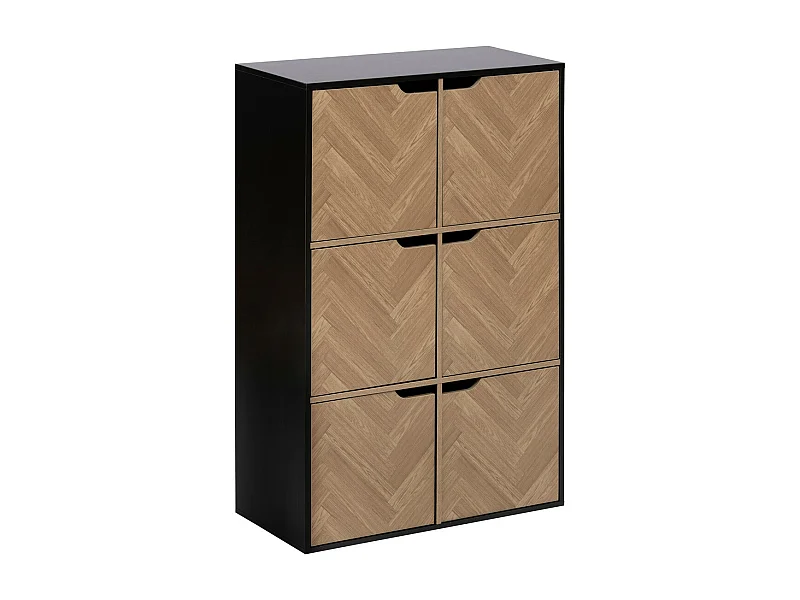 Étagère 6 Cases "Chevrons" 100cm Naturel & Noir