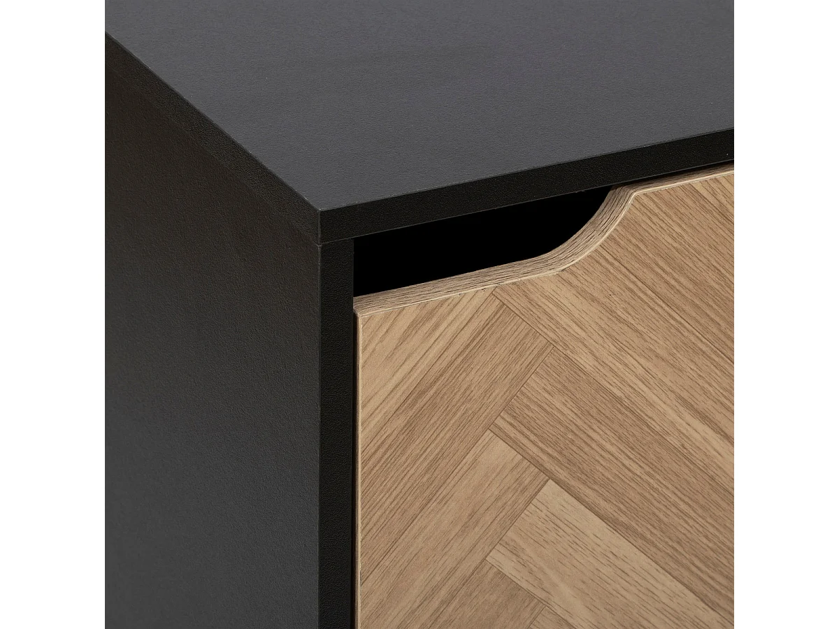 Étagère 3 Cases "Chevrons" 100cm Naturel & Noir