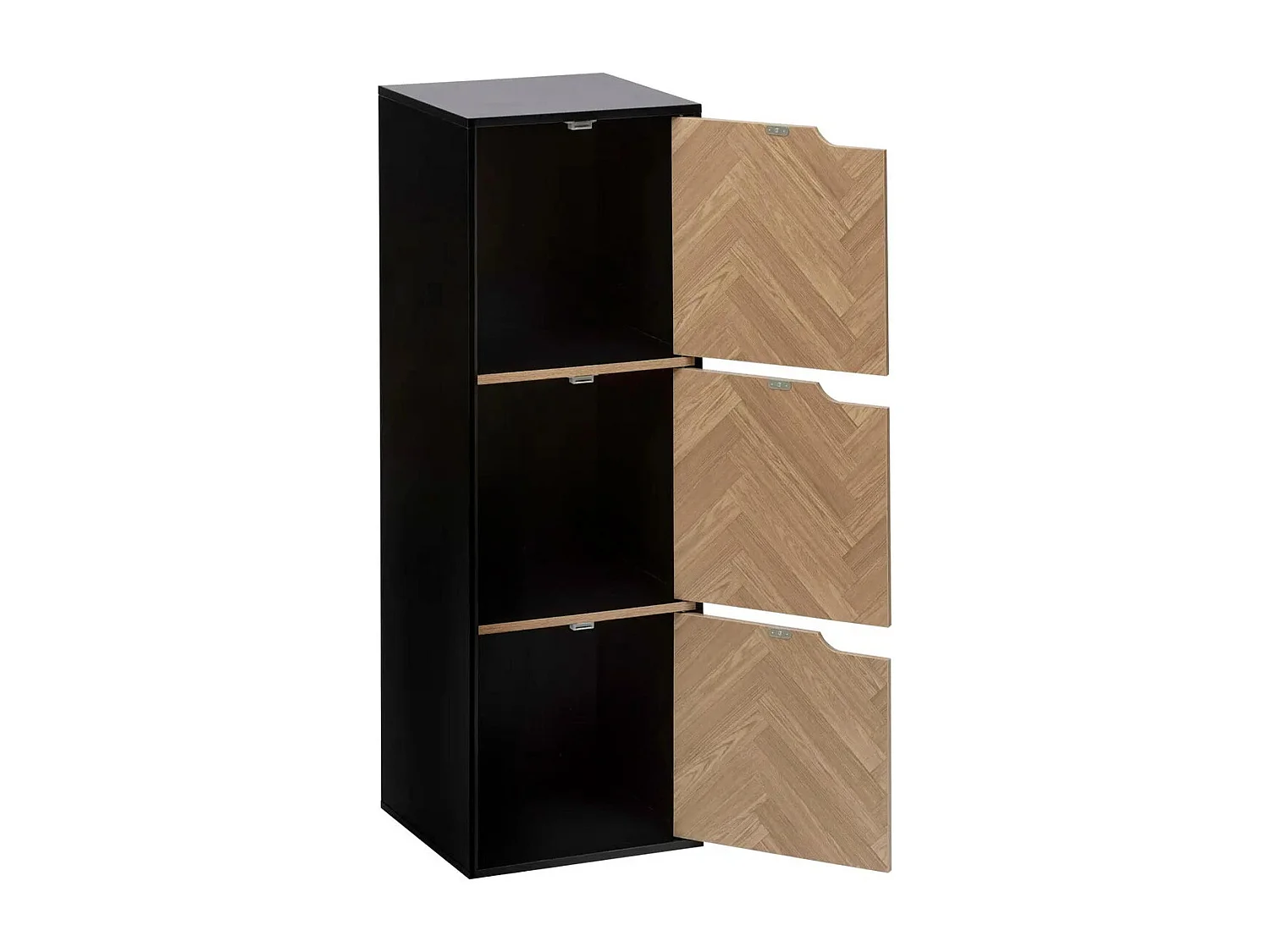 Étagère 3 Cases "Chevrons" 100cm Naturel & Noir