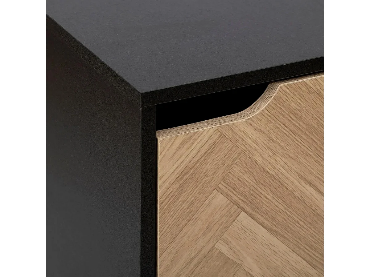 Étagère 3 Cases "Chevrons" 100cm Naturel & Noir