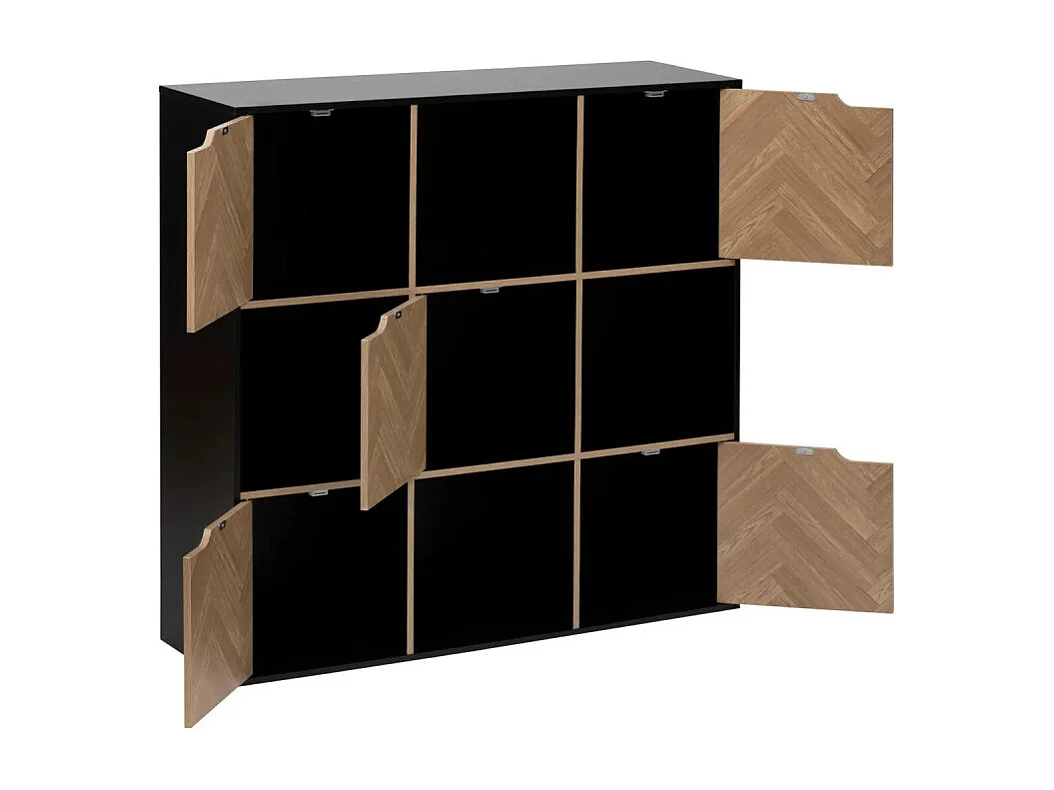Étagère 9 Cases "Chevrons" 100cm Naturel & Noir