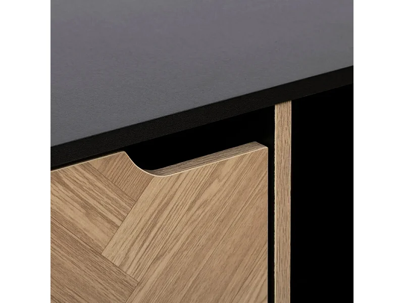 Étagère 9 Cases "Chevrons" 100cm Naturel & Noir