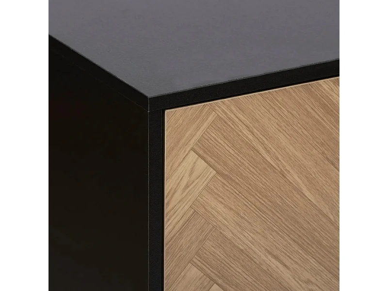 Étagère 9 Cases "Chevrons" 100cm Naturel & Noir