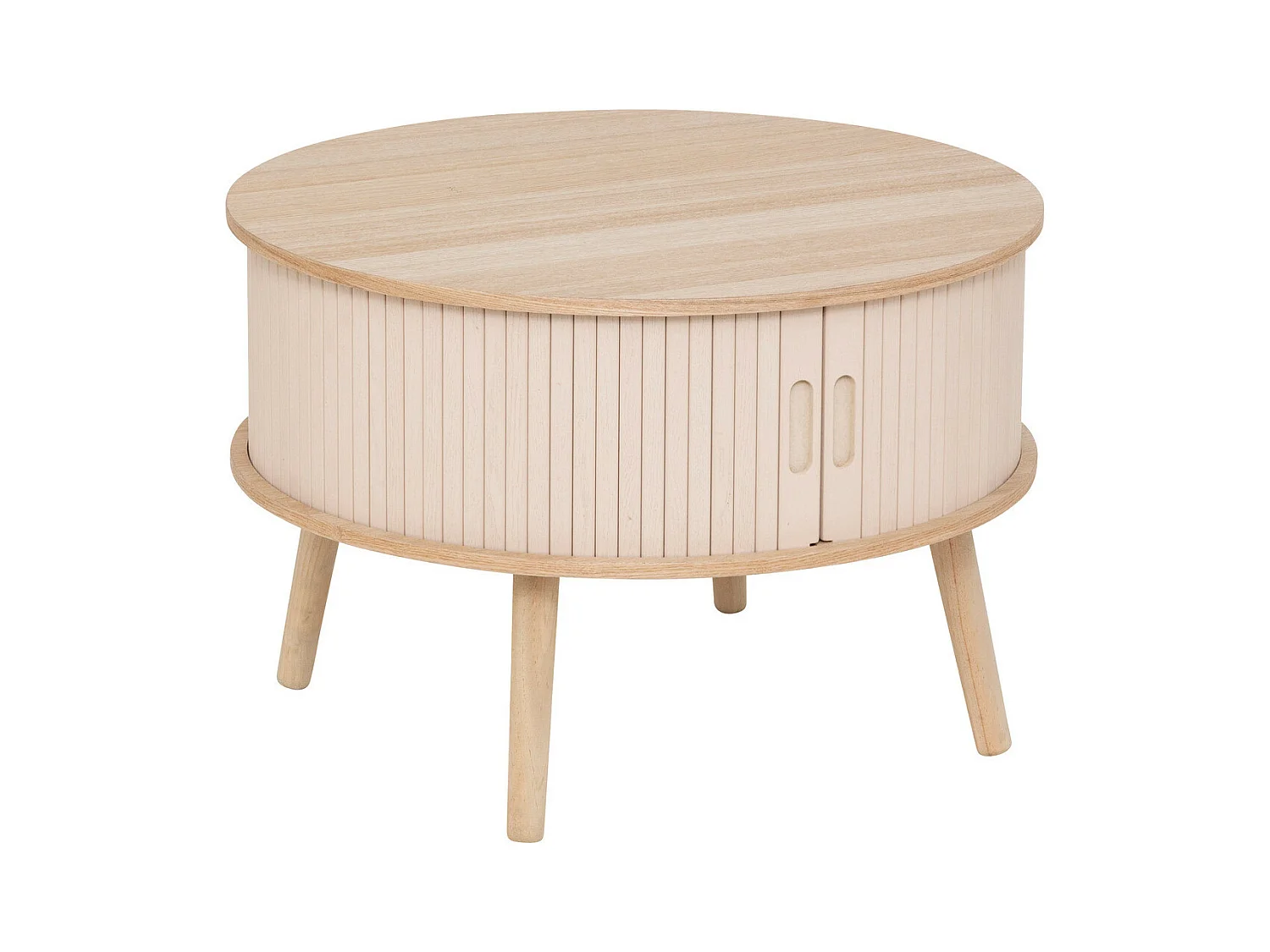 Table basse ronde 2 portes coulissantes D. 60 x H. 40.7 cm