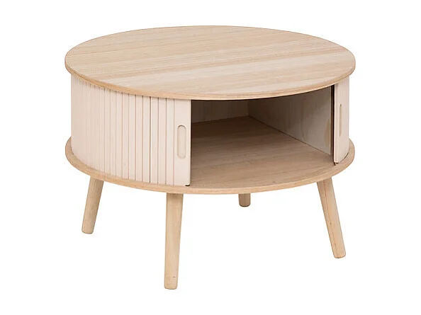 Table basse ronde 2 portes coulissantes D. 60 x H. 40.7 cm