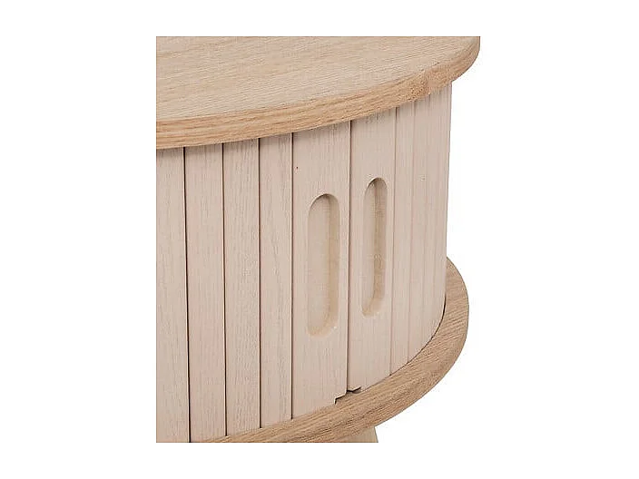 Table basse ronde 2 portes coulissantes D. 60 x H. 40.7 cm