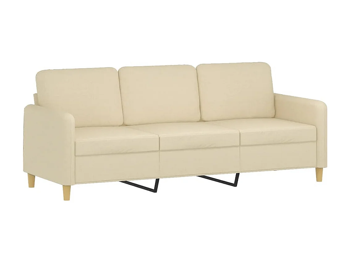 Canapé 3 places avec oreillers décoratifs crème 180 cm tissu