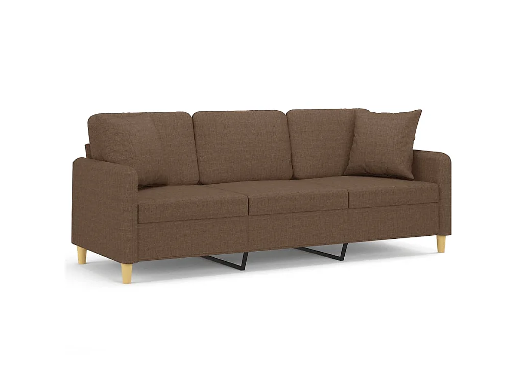 3-Sitzer-Sofa mit Zierkissen Braun 180 cm Stoff