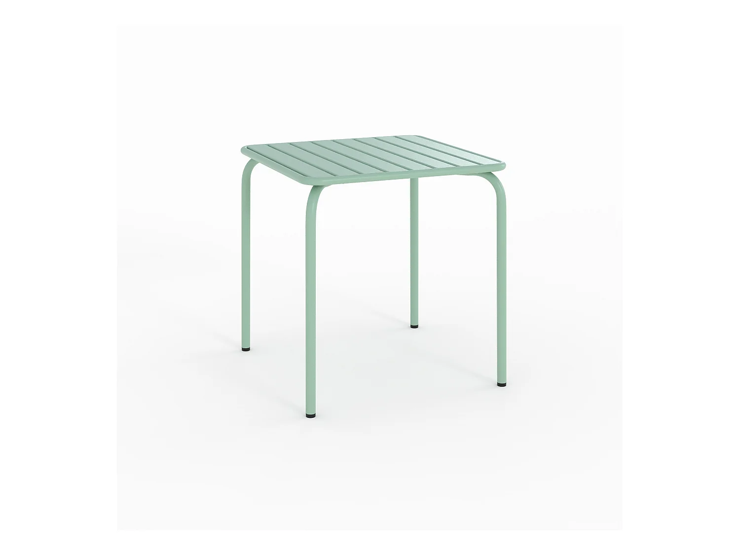 Table de jardin carrée en métal vert clair - Yumi