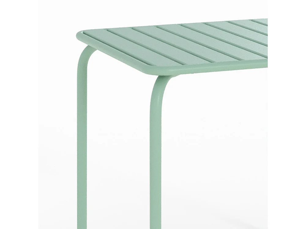 Mesa de jardín cuadrada de metal verde claro para 4 personas - Yumi