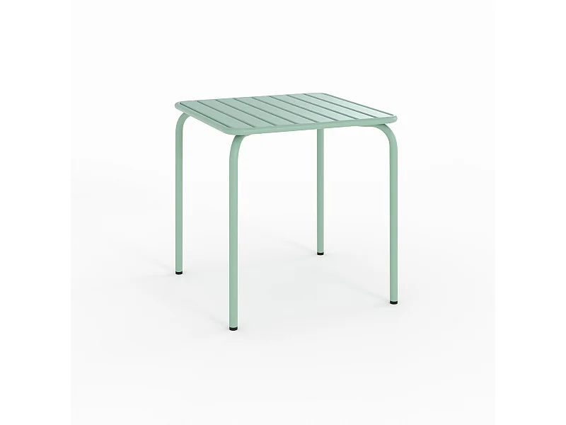 Table de jardin carrée en métal vert clair - Yumi