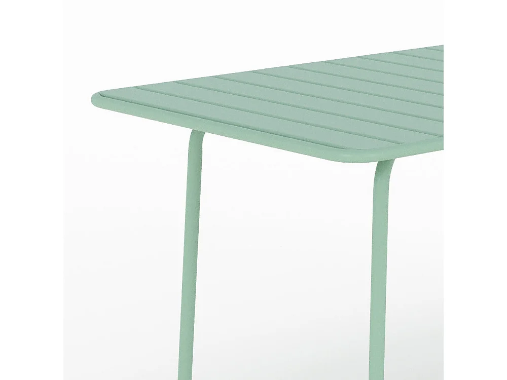 Mesa de jardín de metal verde claro para 6 personas - Yumi