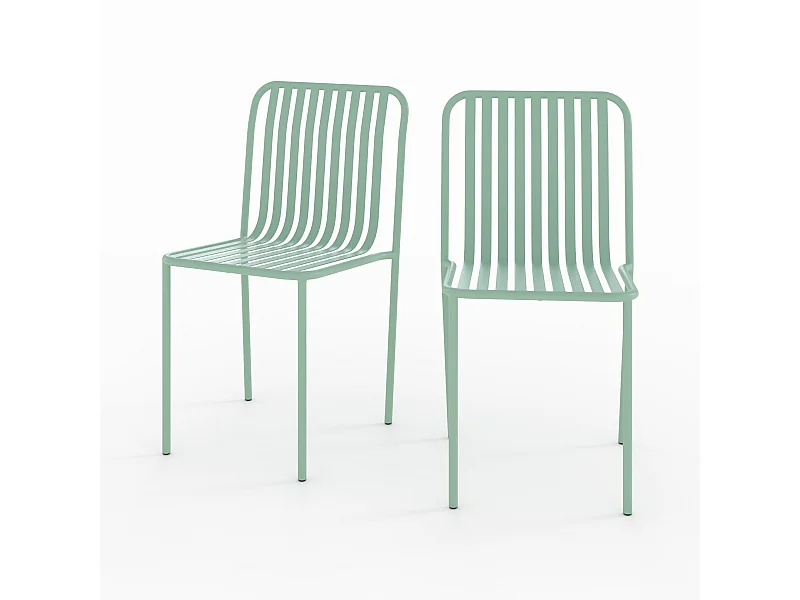 Set de 2 sillas de jardín de metal verde claro - Yumi
