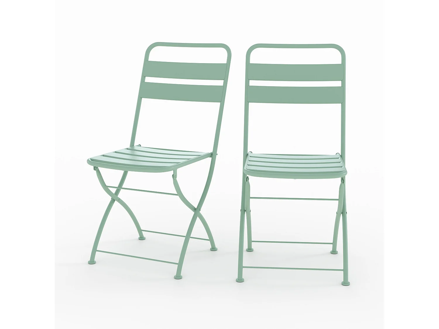 Set di 2 sedie da giardino in metallo verde chiaro, pieghevoli - Yumi
