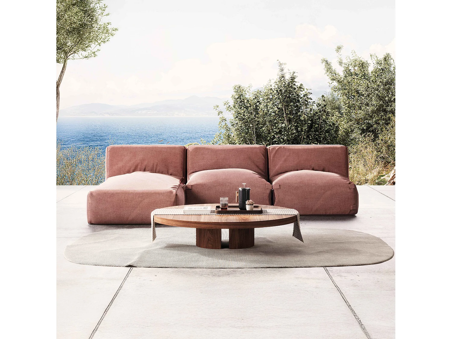 Salon de jardin modulable 3 places terracotta - Mixi