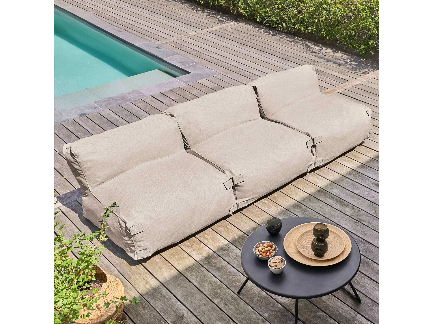 Salon de jardin modulable 3 places beige - Mixi