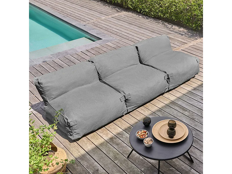 Salon de jardin modulable 3 places gris - Mixi