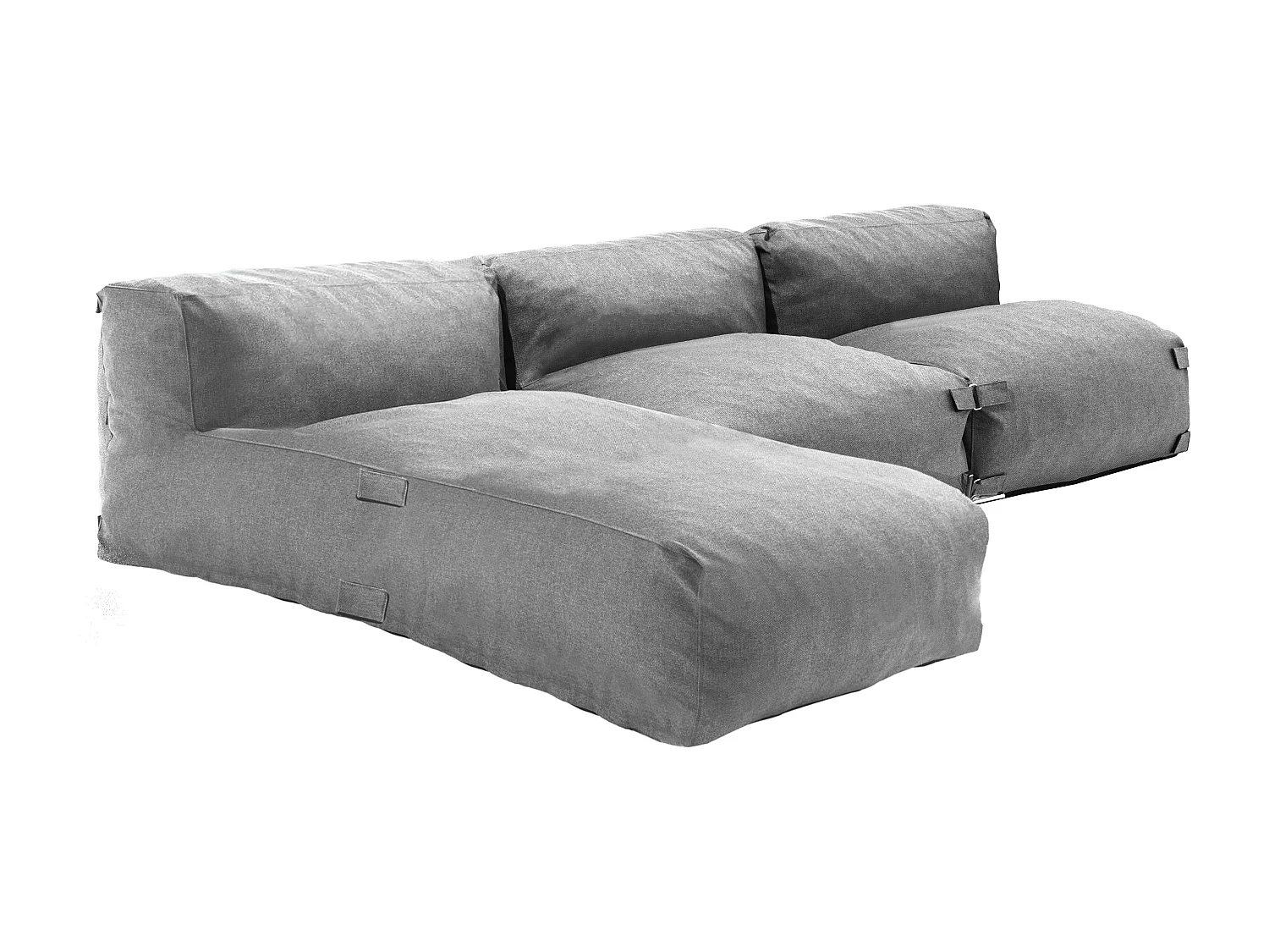 Modulair 3-zits tuinmeubel met grijze chaise longue